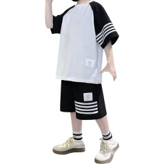 Комплект детской одежды для мальчиков - эластичная талия из мягкого хлопка с коротким рукавом Футболка и шорты Спортивные топы Спортивные 