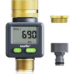 Счетчик воды RAINPOINT, с латунной головкой на входе и выходе, практичные водяные часы, 4 режима для контроля расхода воды, вращающийся цифровой 