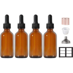 4 x Braunglas-Tropfflaschen für Haare, Augentropfen, auslaufsicher, Reiseflaschen, 57 мл