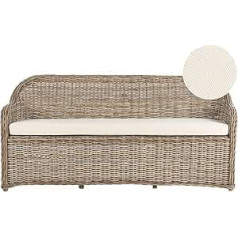 3-местный садовый диван с подлокотниками из ротанга с подушками натурального цвета бежевого цвета Boho Susua