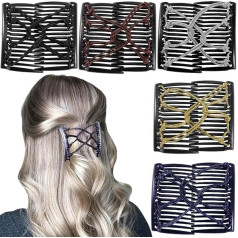 5 шт. Эластичная волшебная расческа для волос, растягивающаяся двойная расческа, зажимы для волос для женщин и девочек, винтажные прически, 