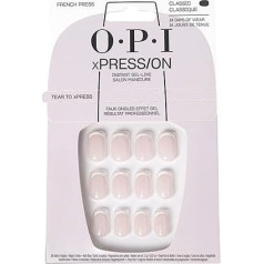 OPI xPRESS/ON French Press | French Tip Nail Art - Короткие, круглые накладные ногти | С клеем для ногтей | Долговечные, многоразовые и бережные для ваших ногтей
