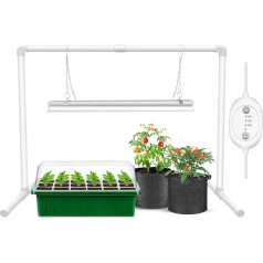 Wolezek Plant Lamp LED Full Spectrum with 6/9/12H Timer, 144 LED 60 cm T5 Grow Light, White Grow Lamp for Plants, Seed Starter Plant Light for Indoor Plants Set, Height Adjustable