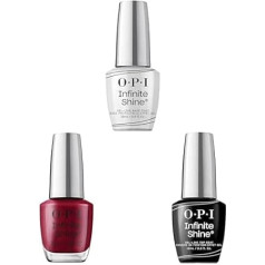 OPI Infinite Shine Collection - Гелеобразное верхнее покрытие, базовое покрытие и Malaga Wine - долговечный веганский лак для ногтей с кисточкой ProWide для безуп