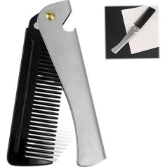 Faltbarer Bartkamm aus Metall, Haar- und Bartkamm, Edelstahlkamm, Vintage-Stil, kleiner Kamm, tragbarer Reisekamm, Fellpflege und Kämmen von Haaren, Bärten und Schnurrbärten - Geschenke für Männer,