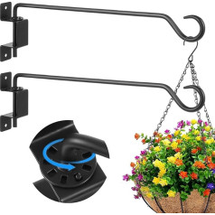 40,6 см 2 Stück drehbare Pflanzenaufhänger für den Außenbereich, strapazierfähig, schwarz, Eisen-Pflanzenhaken, Halterung für Blumenkörbe, Töpfe, Vogelfutterstation, Laternen, Windspiele