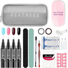 Гелевый лак для ногтей, 3-в-1 один шаг гелевый карандаш для ногтей без необходимости базы верхнего покрытия, с УФ-лампой и полным маникюрным 