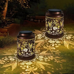 MIFXIN Комплект из 2 колибри солнечный фонарь, металлический солнечный фонарь, металлический открытый свет с пастушьим крюком, открытый водон