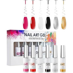 AIJIMEI Nail Art Gel Liner Set, 8 мл гель лак для ногтей, 6 цветов, цветной гель для гелевых ногтей, гель лак для ногтей для женщин, домашний маникюр, маникю