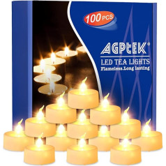 AGPtek 100 PCS на батарейках мерцающие без пламени светодиодные свечи, батарейки в комплекте, электрические фальшивые свечи для свадебной вечер