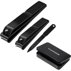 Набор кусачек для ногтей, ультра острые прочные кусачки для ногтей и пальцев с видимым жестяным футляром, черные