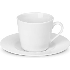 Gerlach Modern Cup Set with Saucers, 12-Piece Coffee Cups, Set of 6 Coffee Cups, Tea Cup Made of Porcelain, Кофейный сервиз на 6 персон, Кофейная кружка, белый, 200 мл, цвет слоновой кости