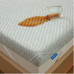 Newentor® Mattress Topper 200 x 200 cm Gel Box Spring Bed, Mattress Topper 200 x 200 cm Sofa Bed Gel Foam, Mattress Topper 200 x 200 H2/H3 Cover Cold Foam 7 cm Height Waterproof