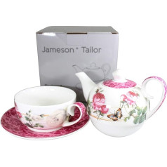 Jameson & Tailor Tea for One Brilliant Porcelain: Приятный набор из одного заварочного чайника, изготовленного из высококачественного фарфора (белый розовый)