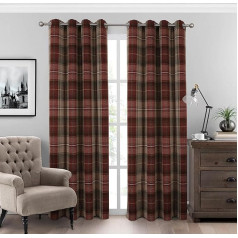 always4u 100% непрозрачные шторы в клетку с люверсами, комплект из 2, Ш 140 x В 245 см, теплоизолирующие шторы блэкаут для спальни, гостиной и детской к