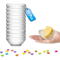 10 Pack Mini Dip Bowls Clear Glass Bowls 2.5oz Small Prep Bowls 3