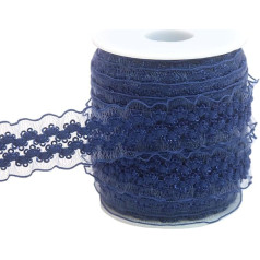 20 метров темно-синих двойных оборок, отделка из органзы, эластичная кружевная отделка, кружевная лента-стрейч, одежда и одежда DIY, повязка н