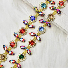 Niiyyjj 91 см, позолоченная металлическая цепочка со стразами, блеск, отделка для шитья, аппликация для одежды, украшения, Siam AB, 91 см