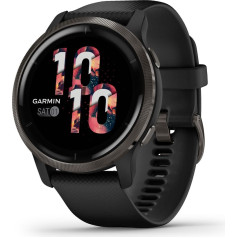 Часы garmin venu 2 (45 мм) slate безель из нержавеющей стали / черный корпус / силиконовый ремешок
