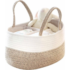 Binolu Baby Nappy Caddy Organiser, многофункциональная коробка для хранения подгузников со сменными отделениями, 100% хлопковое постельное белье, портатив