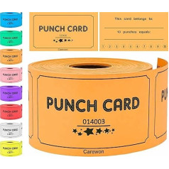 Перфокарты Carewon, оранжевые (1 из 8 цветов), карточки для награждения в классе, бизнесе, спортзале, салоне и т.д., 250 штук