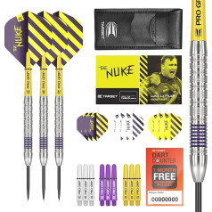 Target Darts Luke Littler 80% Tungsten Steel Darts Set, профессиональный набор дротиков, шафты Pro Grip, мушки Pro Ultra, чехол для дротиков в комплекте, набор аксессуаров д