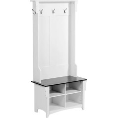 VEVOR Деревянная подставка для верхней одежды со скамейкой и стойкой для обуви, белая подставка для верхней одежды с регулируемыми полками, 5 