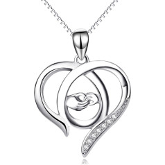Ожерелье-подвеска из стерлингового серебра A Mother Holds Her Child's Hand Heart, 45,7 см, Идеальный подарок для мамы (