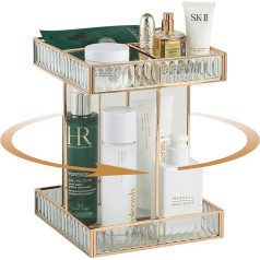 Вращающийся на 360° органайзер для косметики SLHEQING, органайзер для косметики большой вместимости, стеклянный органайзер для макияжа для ком