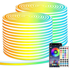 segrass Неоновая светодиодная лента, 40 м RGB светодиодная лента, App Control/IR Remote, Открытый IP65 Водонепроницаемый, Музыкальная синхронизация, Гибкий D