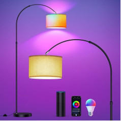 Modlicht Smart Floor Lamp, работает с Alexa и Google Home, RGB Floor Lamp Dimmable, меняет цвет, для вечеринки или праздничной атмосферы, WiFi Arc Lamp E27 9W for Living Room, Bedroom
