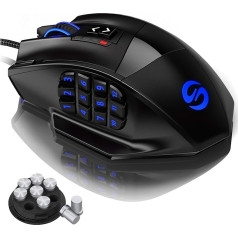 UtechSmart Venus Gaming Mouse 12 кнопок MMO Mouse 16400 DPI USB Laser Gaming Mouse 18 кнопок Naga 16400 dpi Sampling Rate High Precision Configurable LED Colour Lighting MMO Gaming