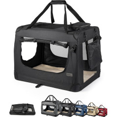 lionto Складной ящик для перевозки собак для путешествий и автомобиля, 90 x 61 x 65 см, прочный ящик для перевозки, ручки для переноски и одеяло для 