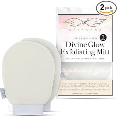 Seraphic Skincare Divine Glow Exfoliating Mitt (2pcs) - 100%, Dye-Free, Bleach-Free Vegan Viscose Korean Exfoliating Glove - Body Exfoliator for Self-Tan Removal & Keratosis Pilaris