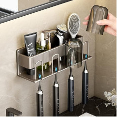 Электрический держатель зубной щетки с 4 стаканчиками, настенный органайзер для ванной комнаты без сверления, водонепроницаемый серый для