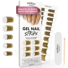 MOYOU LONDON Полуотверждаемые УФ-гелевые полоски - упаковка из 20 - Гелевые пленки для ногтей УФ-закрепления для маникюра салонного качества - зол