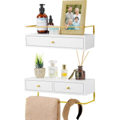 Dxiunove Настенная полка Деревянная плавающая полка, настенная полка с ящиками, комплект из 2 полок, деревянные настенные полки в деревенском с