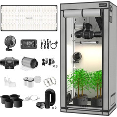Aygrochy Advanced Grow System Plant Set, интеллектуальный встроенный контроллер для трубного вентилятора, светодиодная лампа полного спектра 200 Вт, палатка 