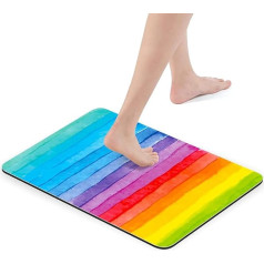 Zomer Коврик для ванной нескользящий моющийся 42 x 60 см Коврик для ванной комнаты с рисунком в виде радужных полос