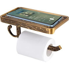 Topyond Держатель для туалетных рулонов с полкой для телефона, антикварная винтажная латунь для хранения туалетных рулонов в ванной комнате, 