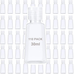 MOUYAT 110 Stück transparente Kunststoffflaschen mit Klappdeckel, 30 ml, leere Quetsch-Reiseflaschen mit Klappdeckel, transparent, nachfüllbar, Reisegröße, Probenbehälter für Lotion, Creme,, 110-1oz