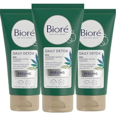 3 x Bioré Ежедневный детокс-скраб для лица с органическим маслом семян Cannabis Sativa, 125 мл каждый