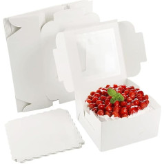 Esmula 25 картонных подарочных коробок белого цвета с окошком для просмотра, 24 x 24 x 9 см - кондитерские коробки с тарелками для печенья, кексов, т