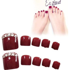 Красные искусственные ногти, упаковка из 24 блестящих искусственных ногтей, наклейки на ногти, полное покрытие, короткие ногти для приклеив