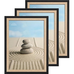 lincoolart Фоторамка DIN A4 черная деревянная рамка A4 натуральная фоторамка 21 x 30 см деревянная рамка набор из 3 с ударопрочным акриловым стеклом д