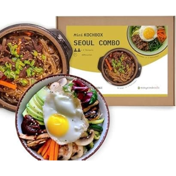 EasyCookAsia Seoul Combo Cooking Box I Bulgogi & Bibimbap Cooking Box for 2 People I Perfect for Cooking Beginners or as Gift