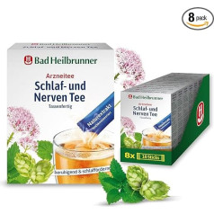 Bad Heilbrunner Sleep & Nerves Tea - лекарственный чай в стиках, готовый к употреблению - мелисса, лаванда и хмель - успокаивает нервозность и расстройство 