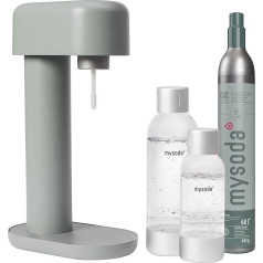 Mysoda: Набор Ruby - алюминиевый карбонатор для воды с 1 л и 0,5 л пластиковой бутылкой Quick-Lock BPA-Free и баллоном CO2 - Sage Green (Pigeon)