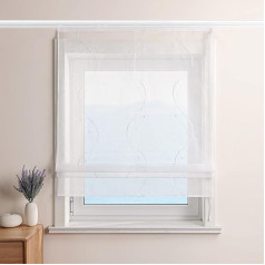 ESLIR римская штора белая римская штора с липучкой шторы кухня прозрачная лента шторы вуаль вышитые с волнами узор белый W x H 60 x 140 см 1 шт.