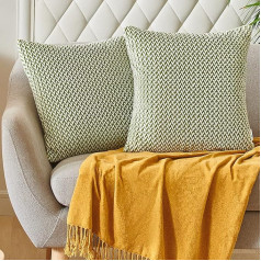 Комплект из 2 подушек Pauleon 18 x 18 - белые и зеленые броские подушки, жаккардовые квадратные подушки для дивана, софы, гостиной